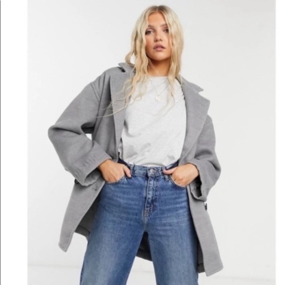 Free People Hannah Oversized Slouchy Blazer /Pea Coat in Washed Black - Picture 2 of 16